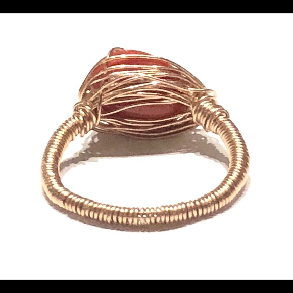 Natural Red Mediterranean Coral Cabochon Ring - Picture 5 of 5